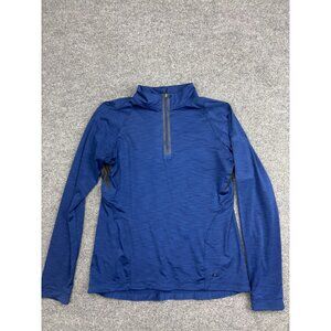 REI Pullover Womens Medium Blue 1/4 Zip Mock Neck Long Sleeve Athletic Top